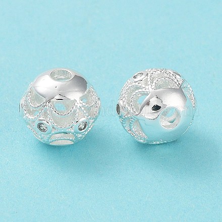 Rack Plating Brass Micro Pave Clear Cubic Zirconia Beads KK-B078-10A-S-1