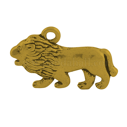 Tibetan Style Alloy Lion Pendants TIBEP-17704-AG-RS-1