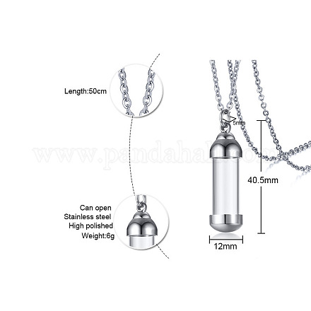 Pendenti per bottiglia in vetro con urna in acciaio inossidabile da 316 l BOTT-PW0001-076D-P-1