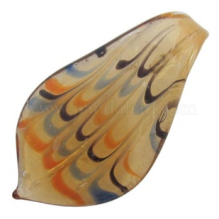 1PC Leaf Handmade Gold Foil Glass Large Pendants X-FOIL-X167-1