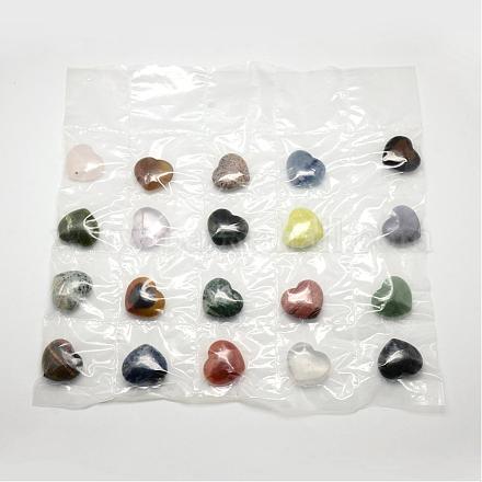 Piedra de palma de corazón de piedras preciosas mixtas naturales y sintéticas G-S218-01-1