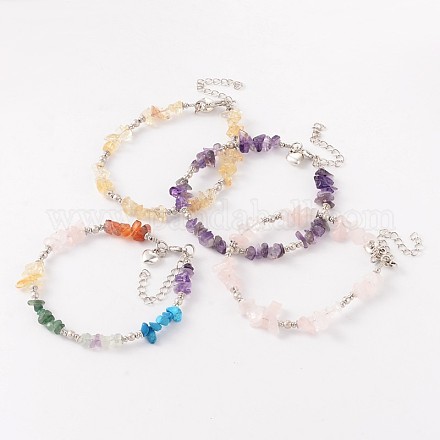 Bracelets de cheville perlés naturels et synthétiques à la mode AJEW-AN00113-1