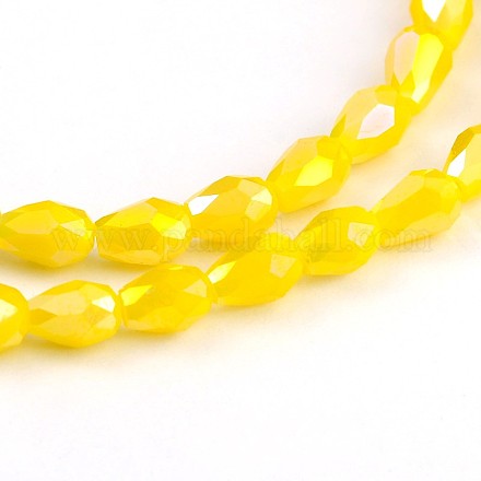 AB Color Plated Faceted Teardrop Glass Beads Strands EGLA-J060-AB06-1