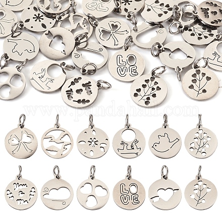 Pandahall 24Pcs 12 Styles 304 Stainless Steel Charms STAS-TA0002-31-1