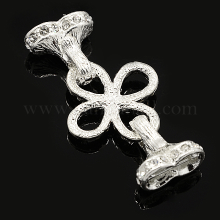 Alloy Rhinestone Fold-Over Magnetic Clasps X-RB-G055-S-1