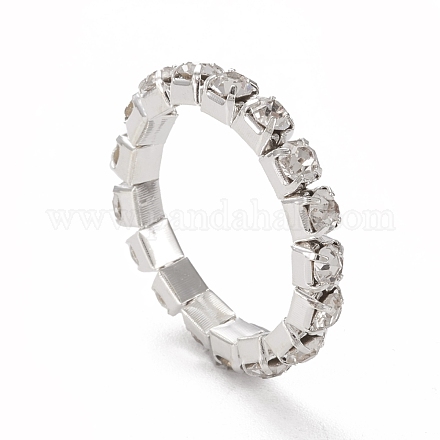 合金指輪  ラインストーンクリスタルリング  婚約結婚指輪リング  プラチナ  3mm  サイズ7  17mm RJEW-I071-01A-1