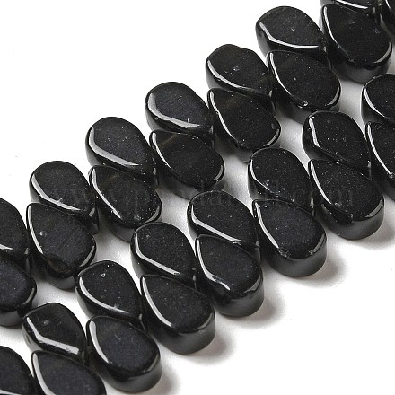 Hebras de cuentas de obsidiana de caoba negra natural G-B064-B53-1