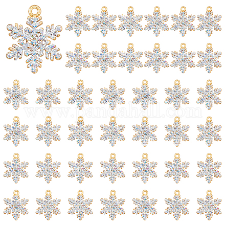DICOSMETIC 40Pcs Rhinestone Snowflake Charms Light Gold Alloy Charms Christmas Snowflake Pendants Jewelry-Making Embellishments Winter Charms for DIY Crafting ALRI-DC0001-06-1