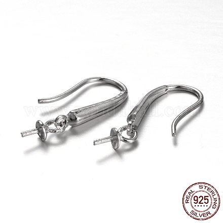 Rhodium Plated 925 Sterling Silver Earring Hooks STER-E041-13P-1