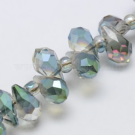 Electroplate Teardrop Shaped Crystal Glass Beads Strands EGLA-F018-C01-1