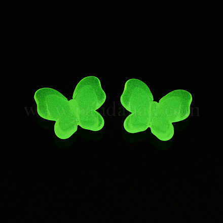 蓄光アクリルビーズ  暗闇で光る  蝶  緑黄  17.5x21x6mm  穴：1.8mm  約415個/500g MACR-N009-012-A02-1
