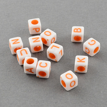 Mixed Cube with Letter Opaque Acrylic Beads SACR-S178-07-1