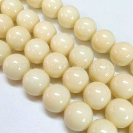 Eco-Friendly Round Baking Paint Glass Beads Strands X-HY-A003-8mm-RV11-1