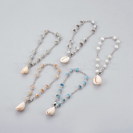 Bracelets en perles de verre avec breloque BJEW-JB04055-1