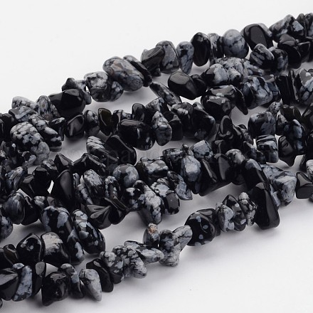 Chapelets de perles de flocon de neige en obsidienne naturelle F018-1