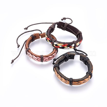 Плетеные браслеты шнур кожаный BJEW-F347-12-1