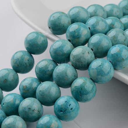 Dyed Natural Fossil Beads Strands G-E328-8mm-21-1