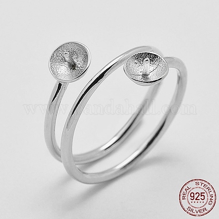 Rhodium Plated 925 Sterling Silver Finger Ring Components STER-A070-040-1