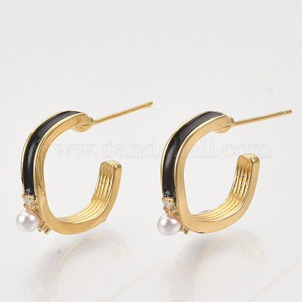 Brass Micro Pave Cubic Zirconia Stud Earrings EJEW-T007-11G-01-NF-1
