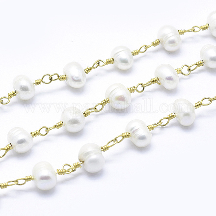 Natural Freshwater Pearl Handmade Beaded Chains CHC-L036-12G-1