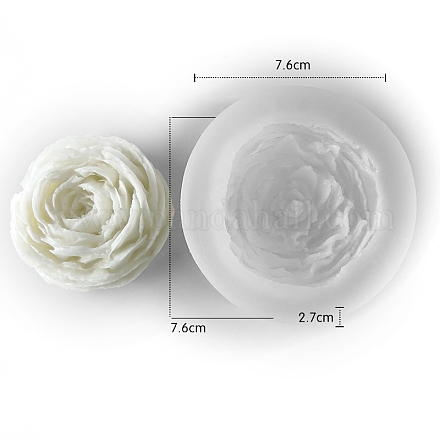 花の香りのキャンドル食品グレードのシリコーン型  キャンドル作りの型  アロマセラピーキャンドルモールド  ホワイト  7.6x7.6x2.7cm PW-WG46971-01-1