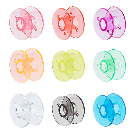 Benecreat 90 bobines en plastique transparent 9 couleurs bobines de machine à coudre en acrylique TOOL-BC0002-15-1
