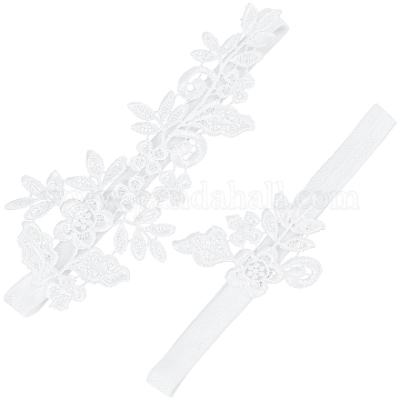 Jarretelles de mariée élastiques en dentelle de polyester DIY-WH0308-149A-1