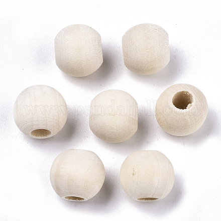 Natural Unfinished Wood Beads WOOD-Q038-10mm-1