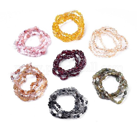 Bracelets extensibles en perles de pierres précieuses mélangées naturelles BJEW-K213-M05-1
