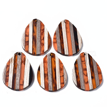 Stripe Resin & Walnut Wood Pendants RESI-N025-015A-D02-1