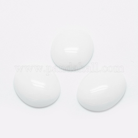 不透明ガラスカボション  オーバル  ホワイト  28.5x22x7mm G-G759-P01-1