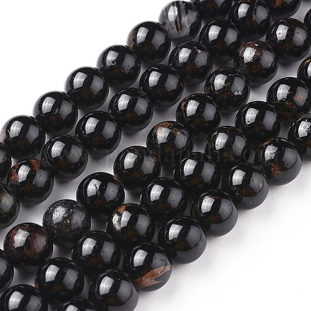 Chapelets de perles en tourmaline noire naturelle G-F666-05-10mm-1