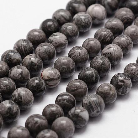 Chapelets de perles en pierre de carte/pierre picasso/picasso jasper naturelles  G-D840-60-10mm-1