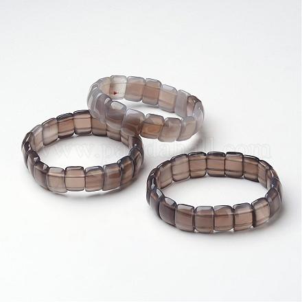 Agate gris naturels à étirer bracelets BJEW-G491-12-1