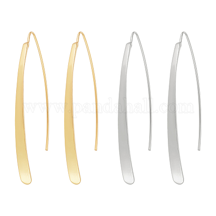 Fibloom 2 paires de boucles d'oreilles pendantes ovales et rectangulaires en alliage 2 couleurs pour femmes EJEW-FI0001-10-1