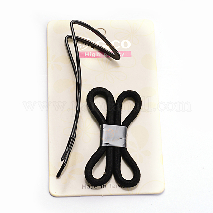 Elastic Nylon Hair Ties and Iron Hair Sticks Hair Accessories Sets OHAR-M020-14-1