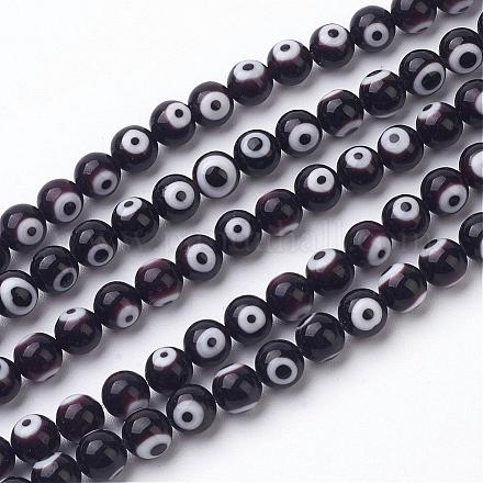 Chapelets de perles vernissées manuelles LAMP-J082-08-6mm-1