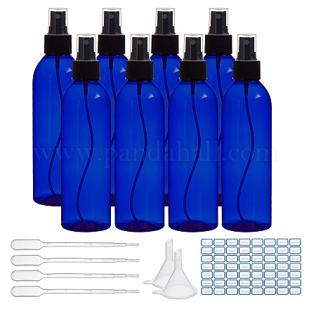 DIYキット  プラスチックスプレーボトル付き  ミニ透明プラスチック漏斗ホッパー  2ml使い捨てプラスチックスポイトとラベル貼り付け機  ブルー  19.5cm  容量：250ミリリットル DIY-BC0011-23-1
