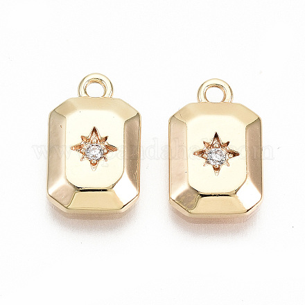 Brass Micro Pave Clear Cubic Zirconia Charms X-KK-T062-32G-NF-1
