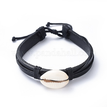 Bracelets ajustables en cuir de vachette tressé BJEW-JB04438-02-1