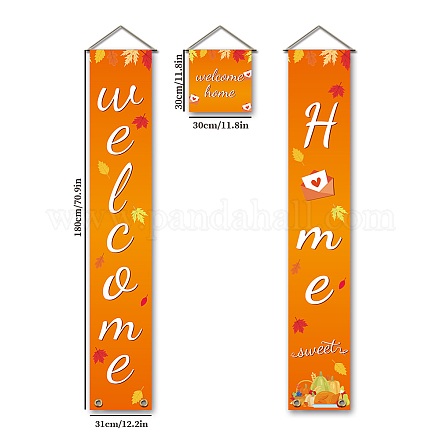 Panneau suspendu en polyester pour décorations de porche de porte d'entrée de bureau à domicile HJEW-WH0023-011-1