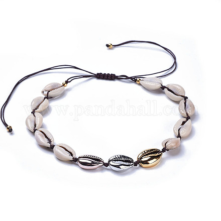 Colliers de perles de cauris ajustables NJEW-JN02392-1