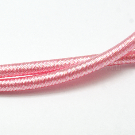 丸いプラスチックチューブコード  シルクリボンで覆われて  ピンク  450~480x3~3.5mm OCOR-L032-02-1
