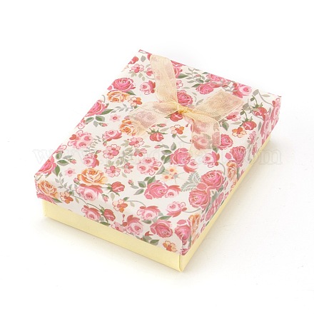 Blumenmuster Pappe Schmuckverpackung Box CBOX-L007-007B-1