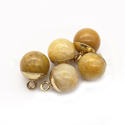 Ciondoli rotondi in giada con topazio naturale con accessori in metallo placcato oro PW-WG96610-07-1