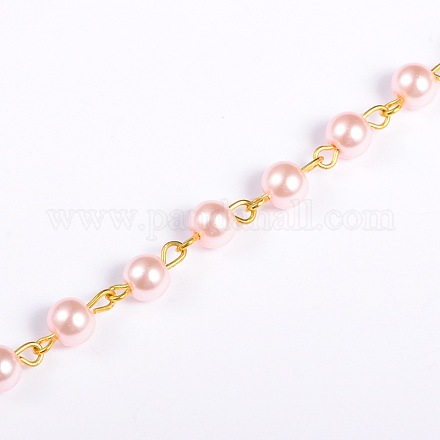 Fatti a mano rotonda perline perle di vetro catena per collane bracciali fare AJEW-JB00036-04-1