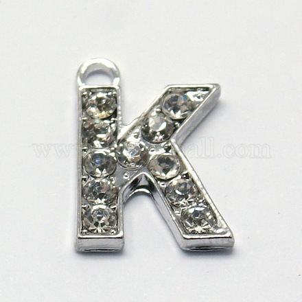 Alloy Rhinestone Letter Charms RB-A052-K01-1