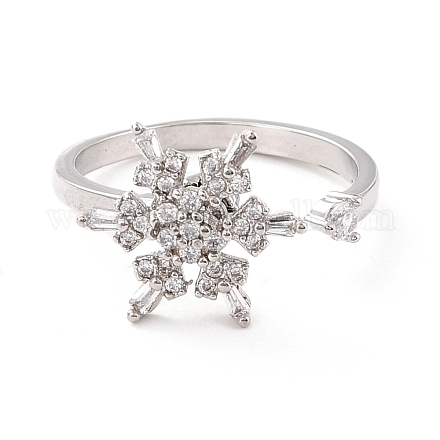 Snowflake Rotatable Open Ring for Women RJEW-M139-02P-1