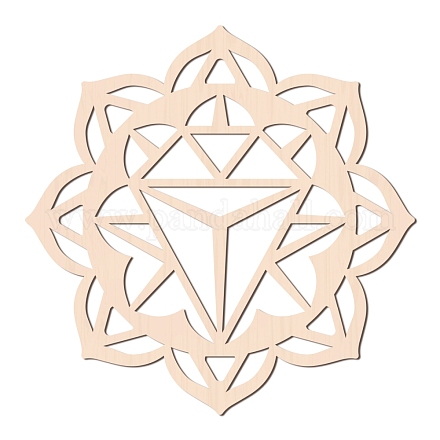 ウッドカボション  ジュエリー作りのための  ダイヤモンド模様の生命の花  バリーウッド  310x6mm WOOD-WH0101-012-1