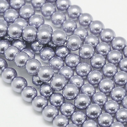 Fili di perle rotonde di perle di vetro tinto ecologico HY-A002-8mm-RB028-1
